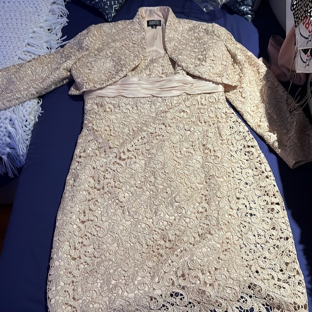 Two Piece Formal Strapless & Jacket Set - Picture 3 of 9